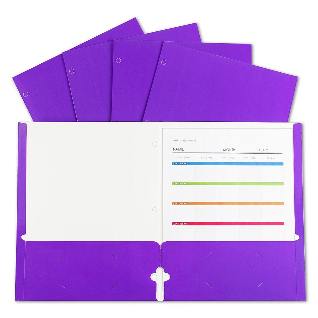 Purple Laminated Paper Two Pocket Portfolios 25ct | Teacher Direct